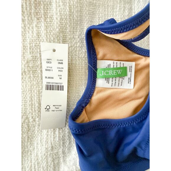 J. Crew | NWT | Heritage scoopneck bikini top in Blue | Sz M - Picture 4 of 8